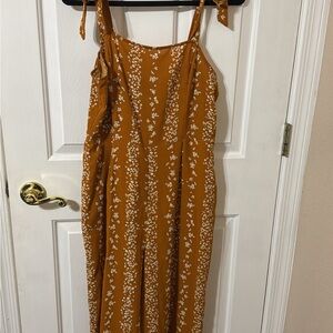 Mustard Floral Tie-Shoulder Maxi Dress - Women